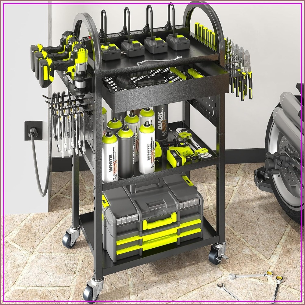 Power Tools Organizer - Power Tool Cart with Charging Station,
