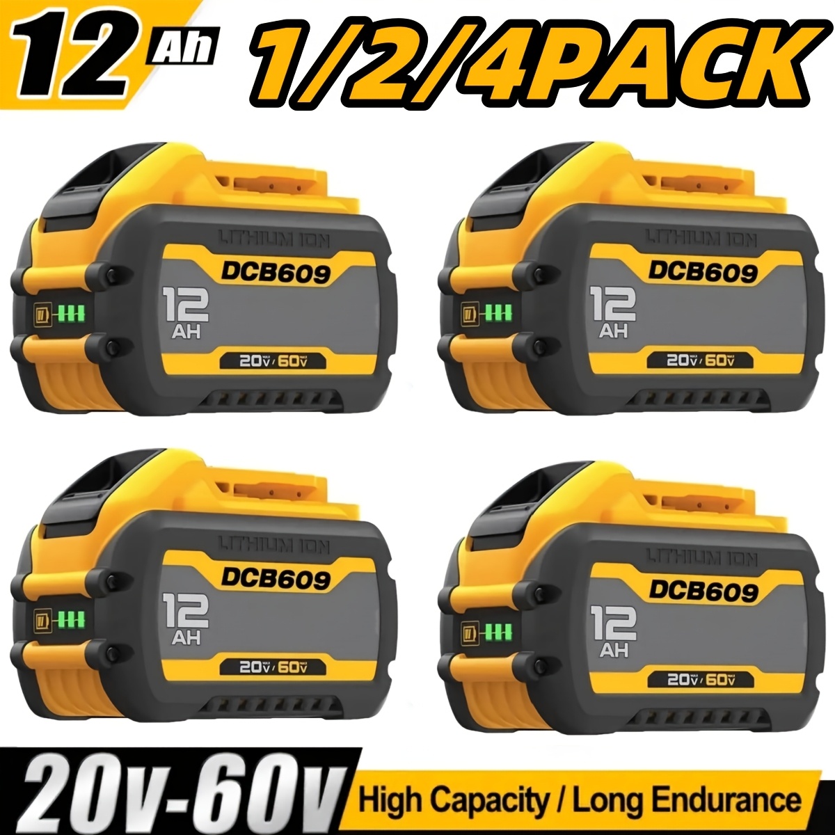 Power Tools China - 1/2/4pcs 12.0Ah 20V/60V MAX Replace for
